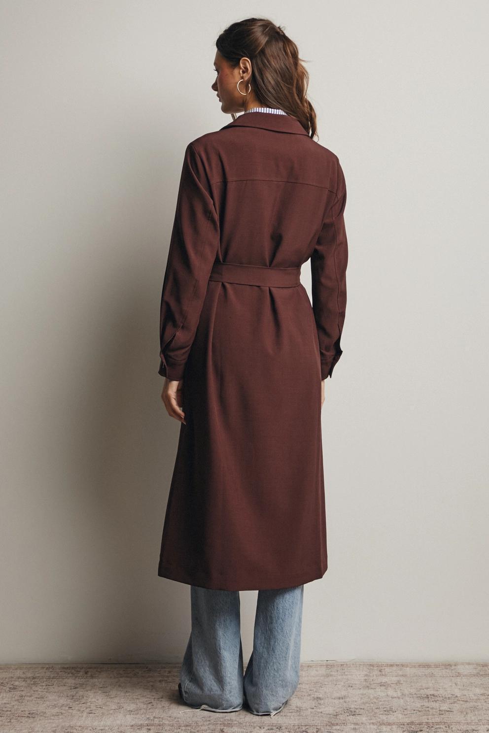 Double Pocket Belted Trench Coat (Chestnut)