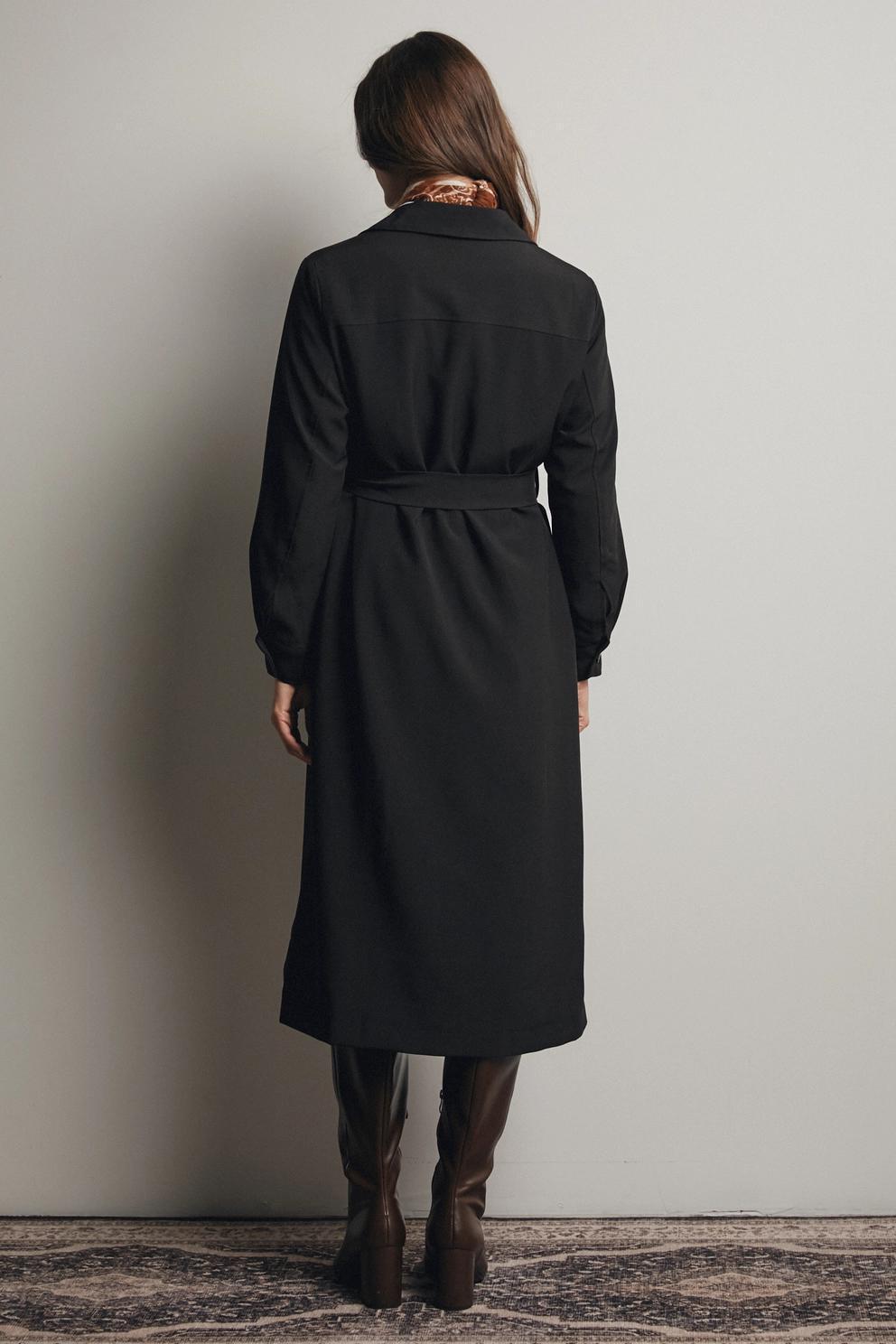 Double Pocket Belted Trench Coat (Black)