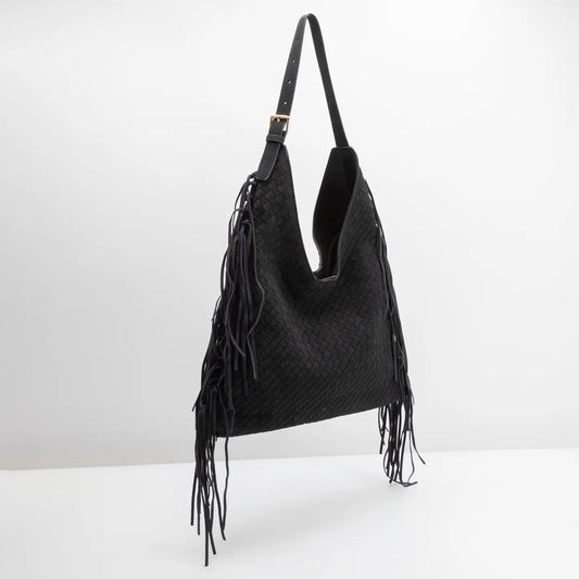 Brynlee Black Vegan Suede Tote Bag
