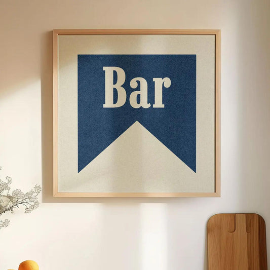Bar Navy Banner Tab Typography Square Art Print (12x12)