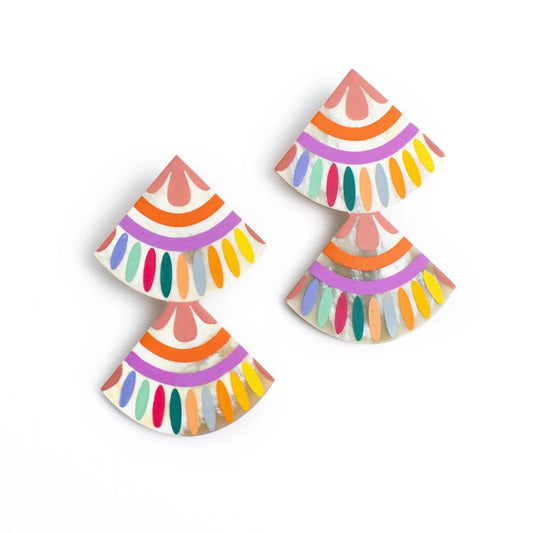Rainbow Double Tile Earrings
