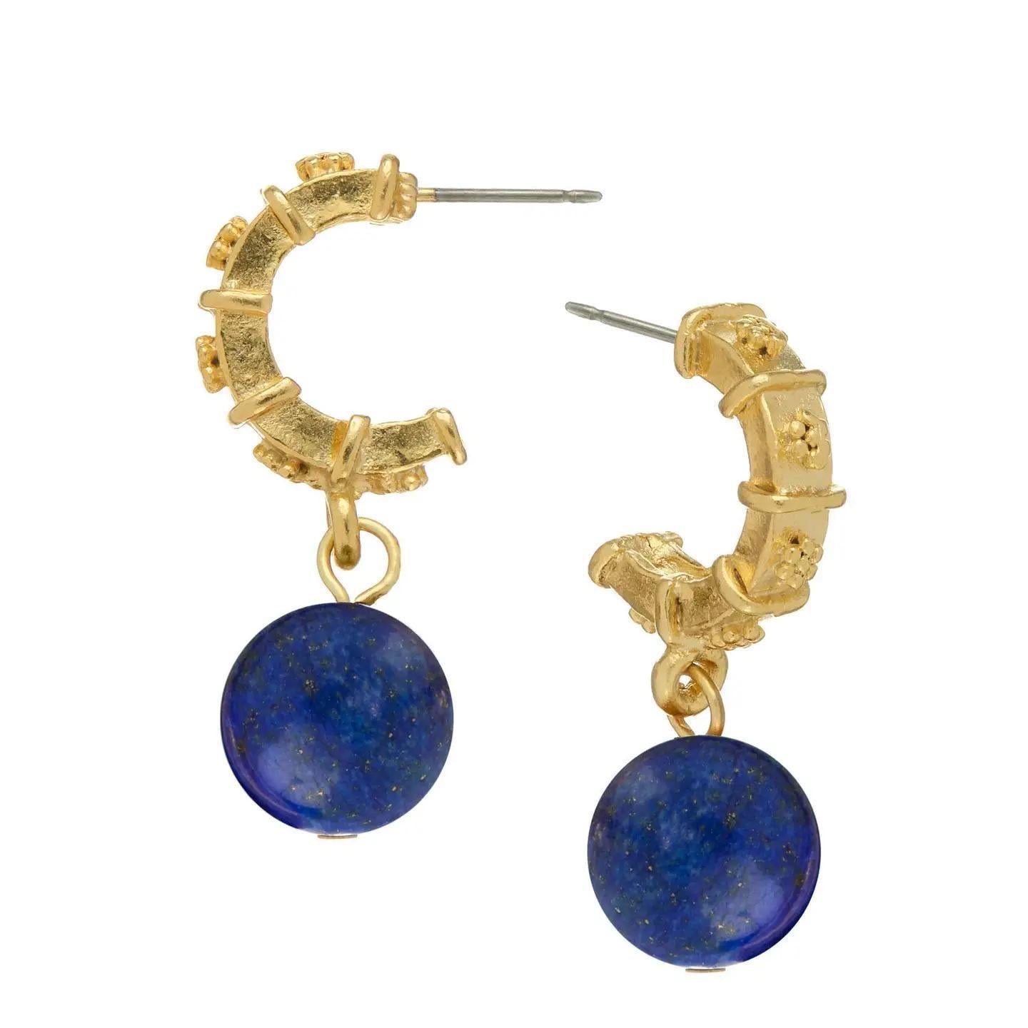Carolina Drop Hoops - Blue Lapis