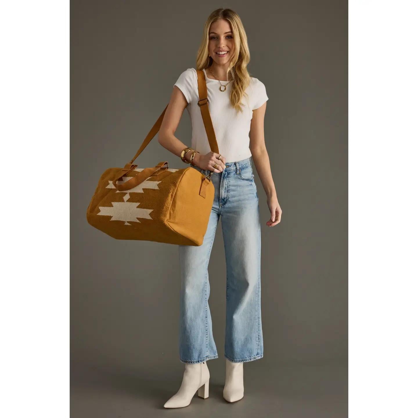 Camel & Cream Aztec Duffel