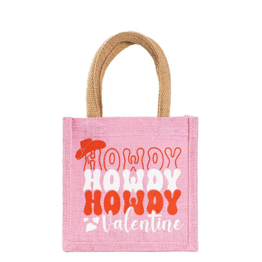 Howdy Valentine Petite Gift Tote Pink/Red/White 7x7x5