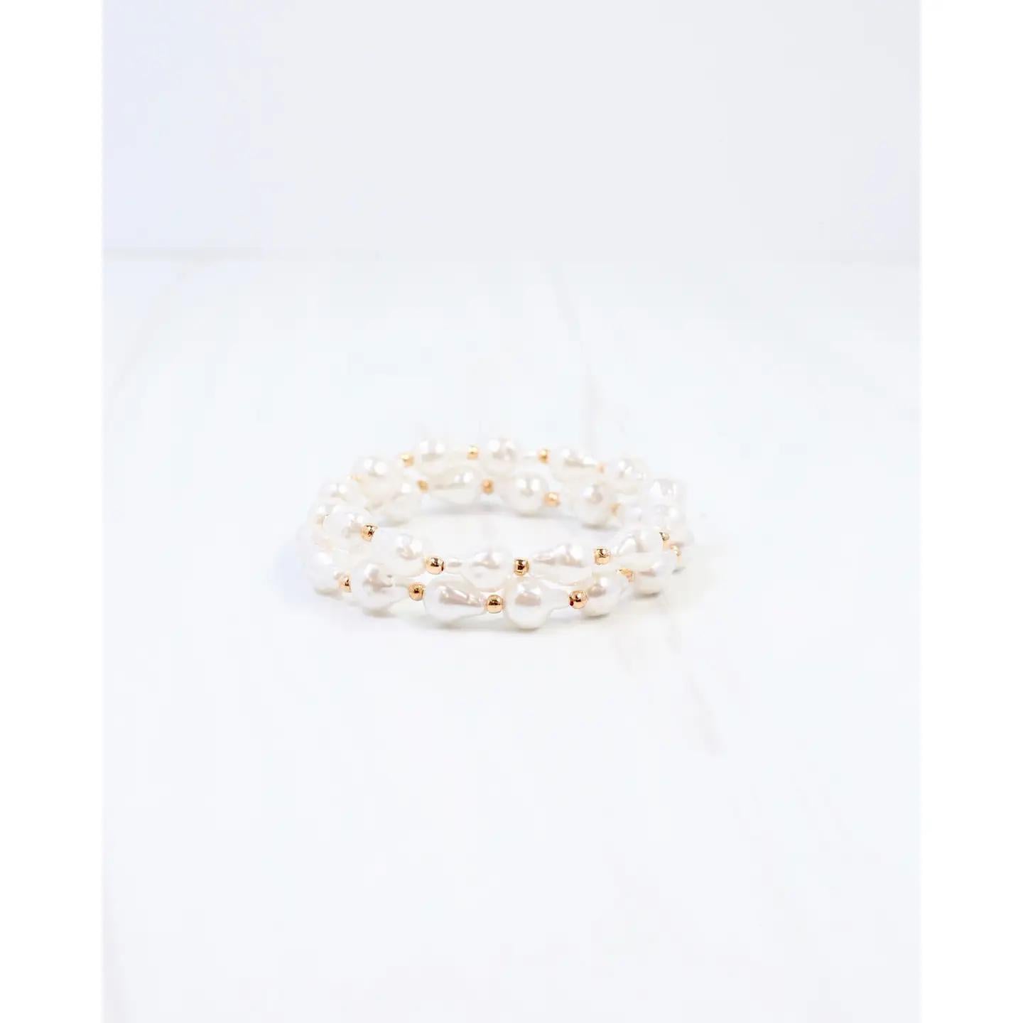 Rye Baroque Pearl Stretch Bracelet Cream