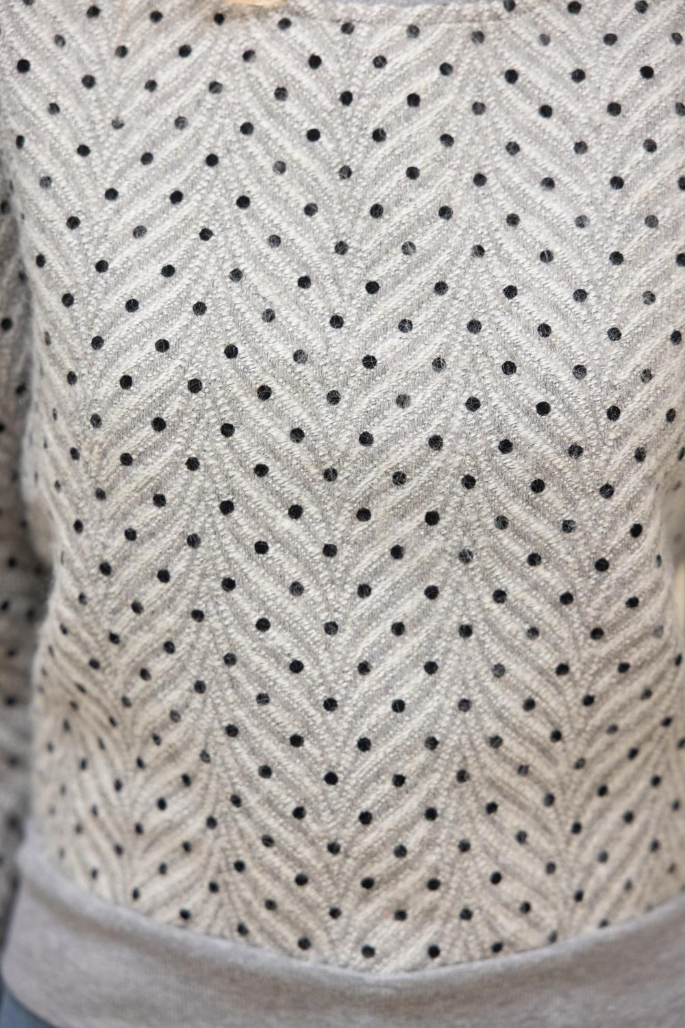 Long Pleated Puff Sleeve Polkadot Top