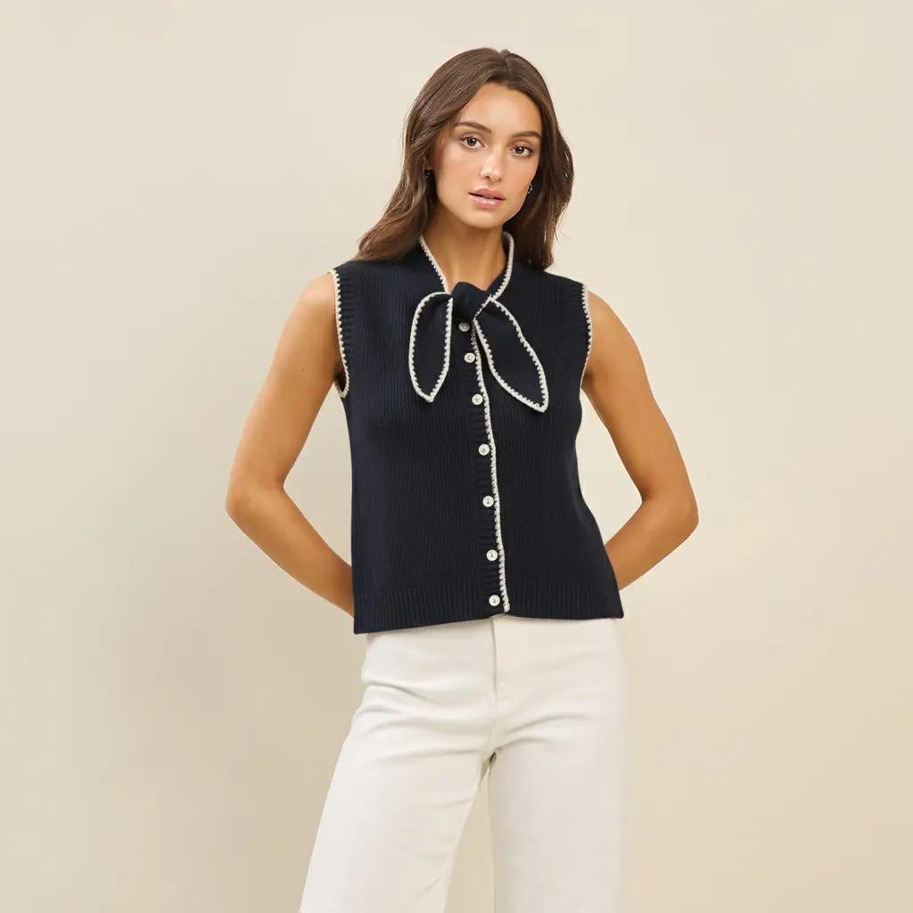 Whipstitch Bow Sweater Vest