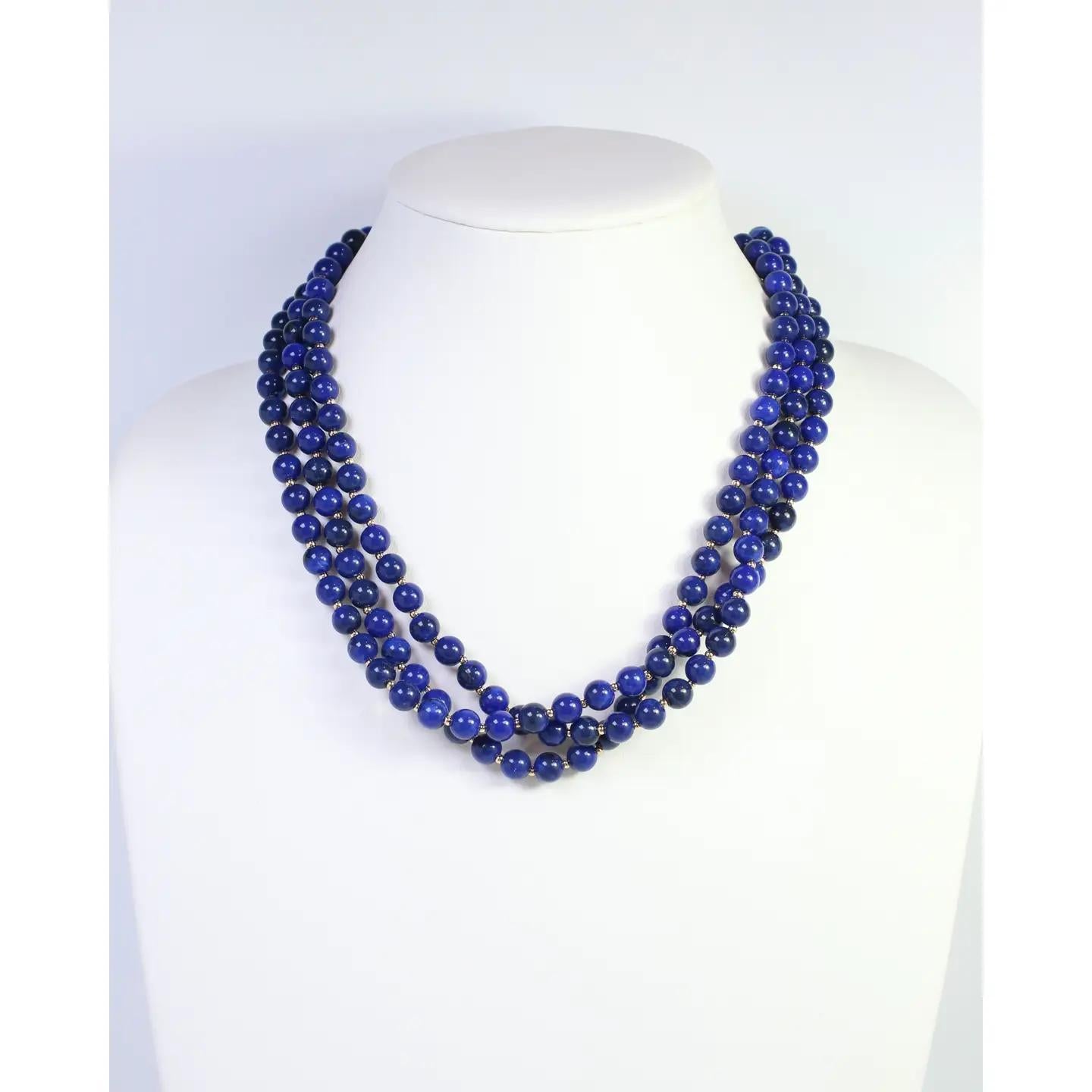 Brinley Beaded Layered Necklace Navy