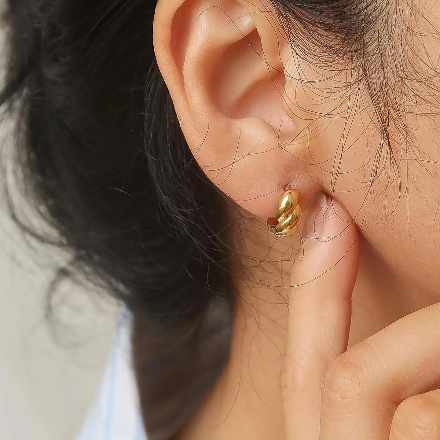 Brea 18K Gold Non-Tarnish Twisted Hoop Earrings