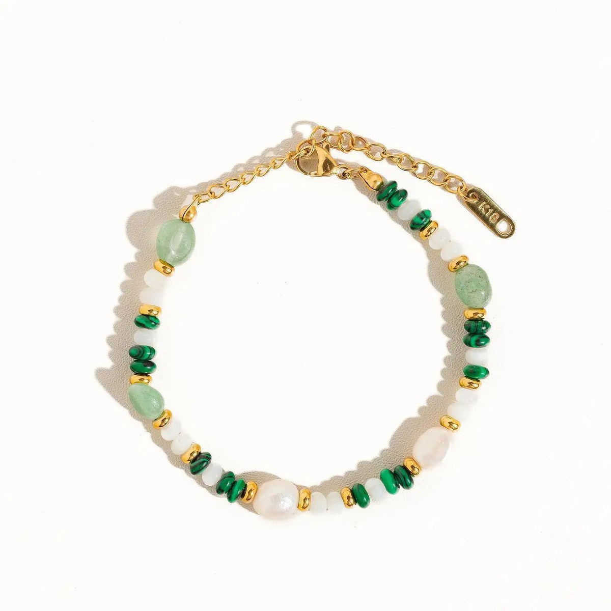 18K Non-Tarnish Bohemian Stone and Bead Bracelet