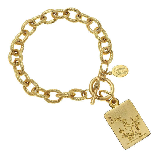 1 Bam Bird Mahjong Tile Bracelet