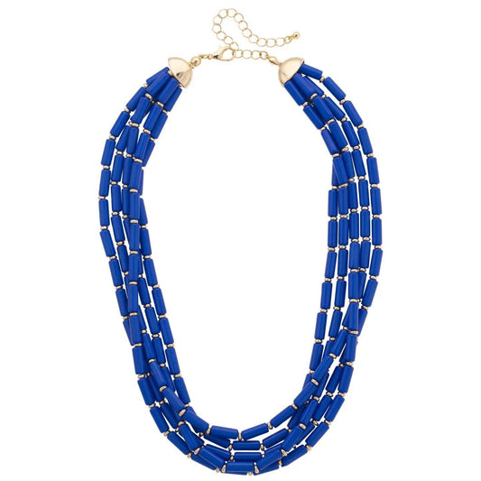 Santorini Multi-Strand Beaded Necklace in Blue