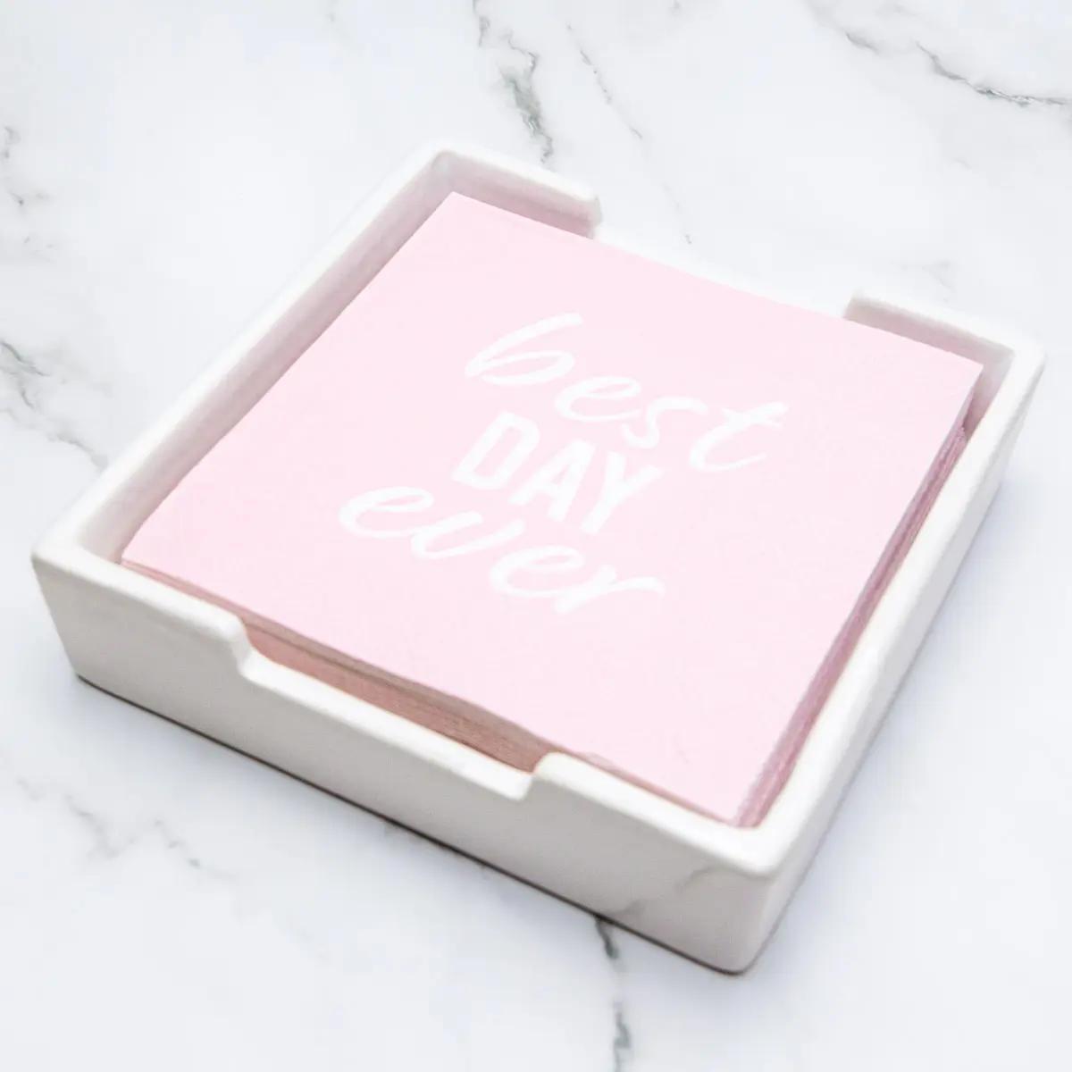 Classic Cocktail Napkin Holder White 5x5