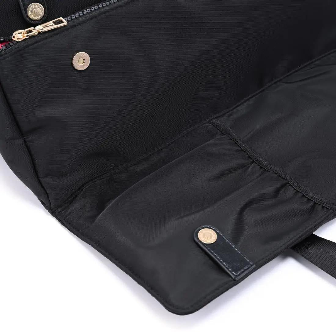 Buttons on inside of bag to hold in items in place. 