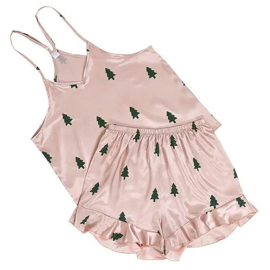 Woodland Tree - Cami + Ruffled Shorts Pj Sets