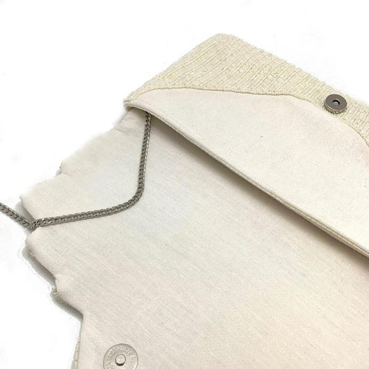 Cream Envelope Beaded Clutch