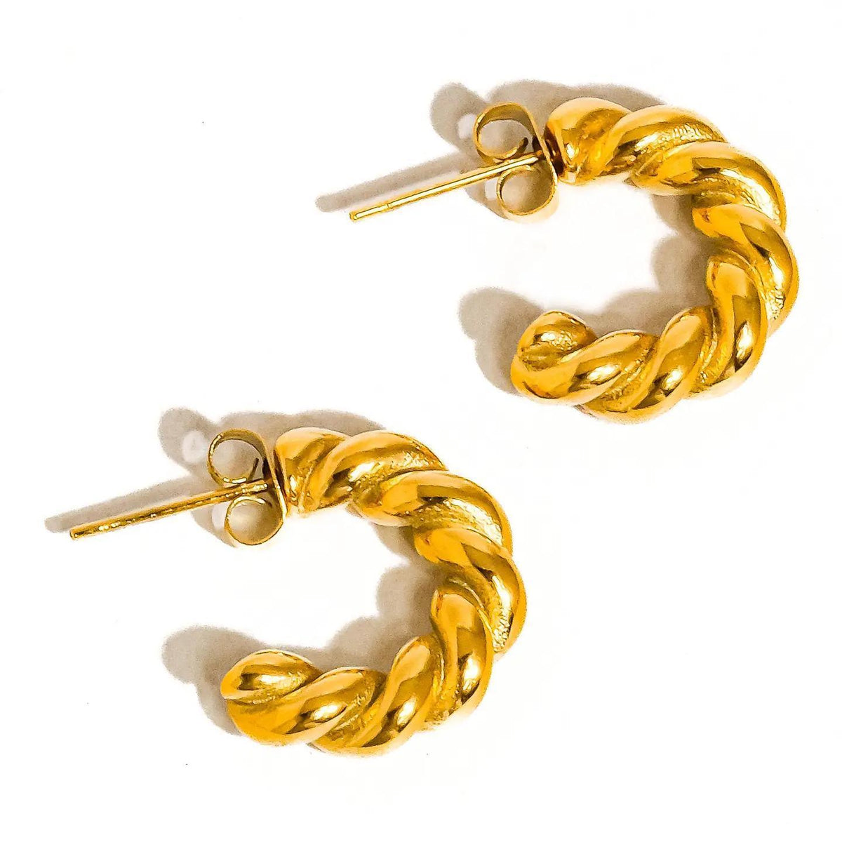 Brume 18K Gold Non-Tarnish Braided C Hoop Earring
