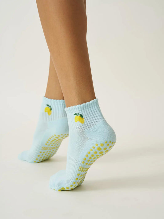 Cropped Crew Grip Sock - Lemon