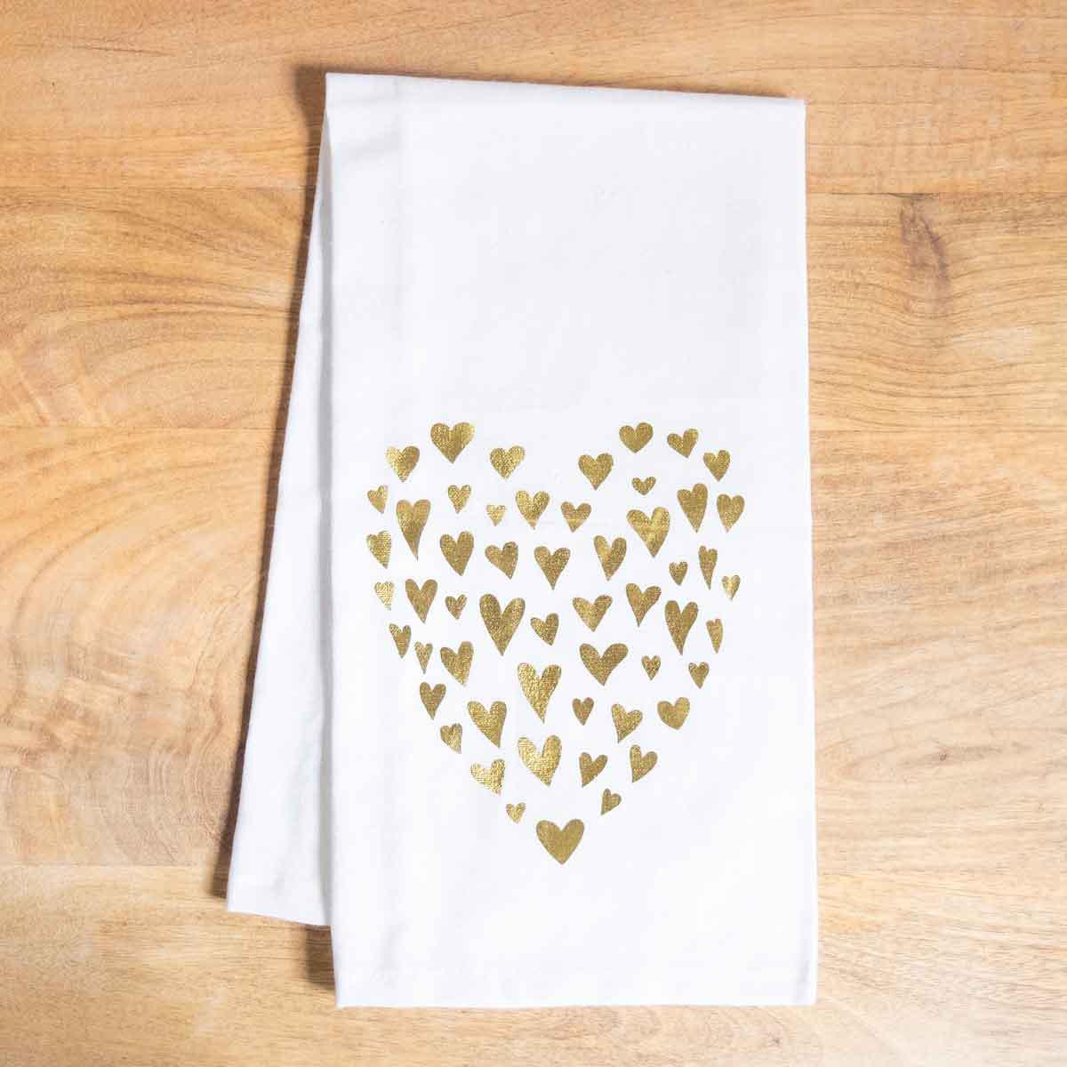 Glamour Heart Hand Towel White/Gold 20x28