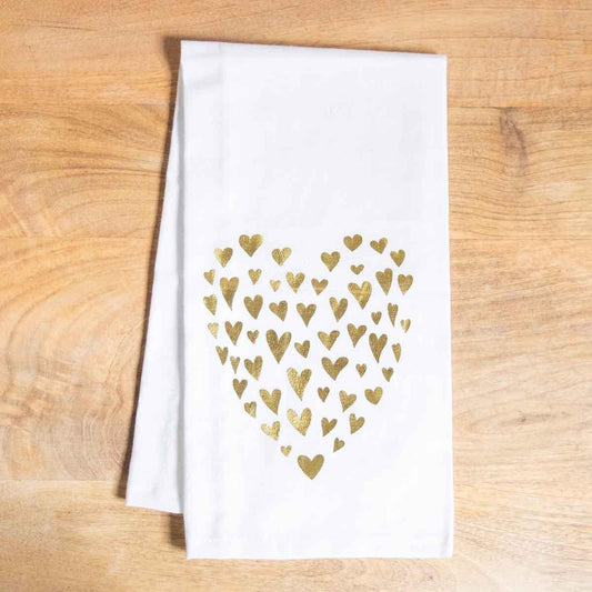 Glamour Heart Hand Towel White/Gold 20x28