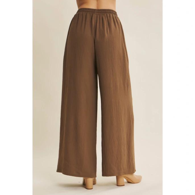 High-Waist Wide-Leg Flowy Pants With Elastic Band