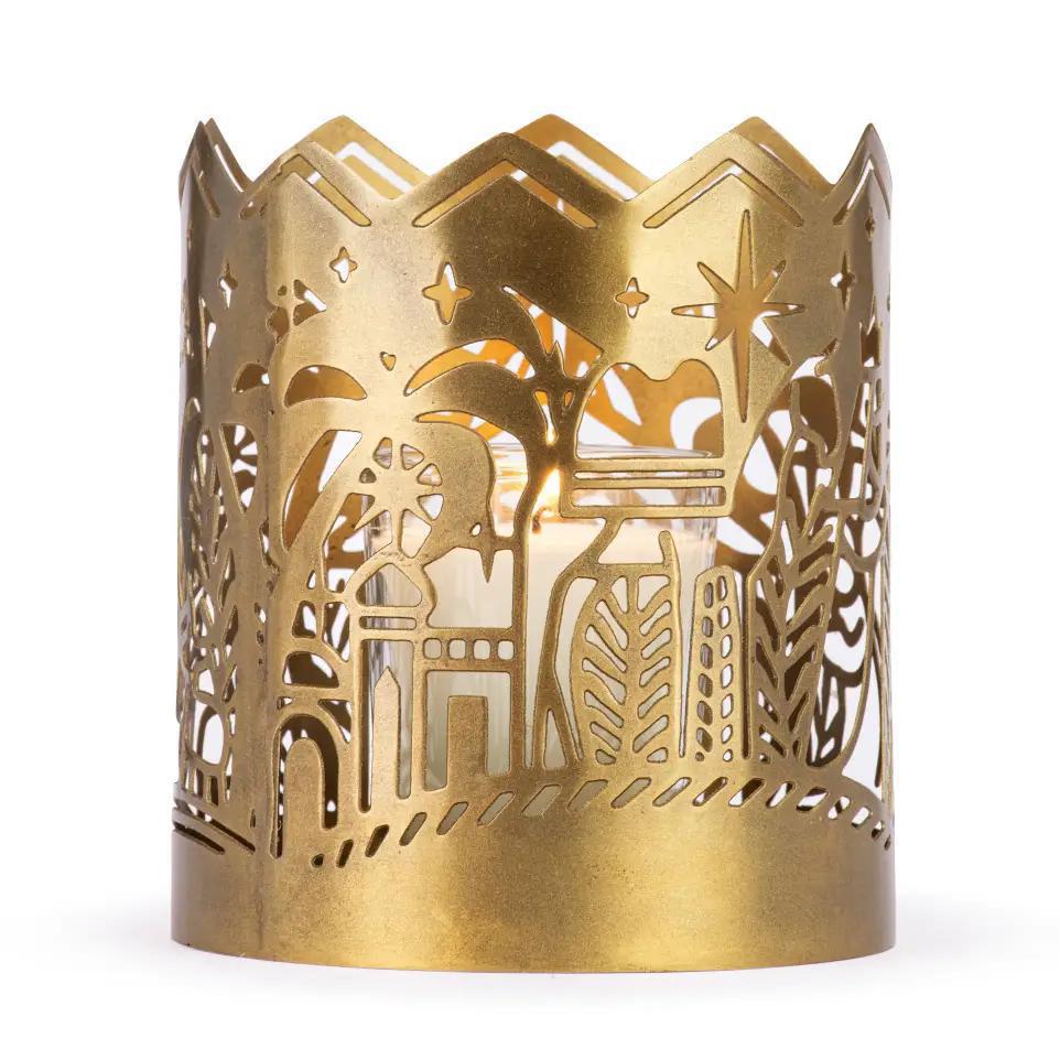 Metal Nativity Candle Sleeve