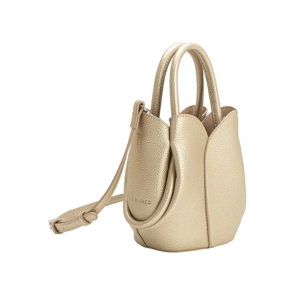 Tulip Mini Mtl Gold Recycled Vegan Leather Top Handle Bag