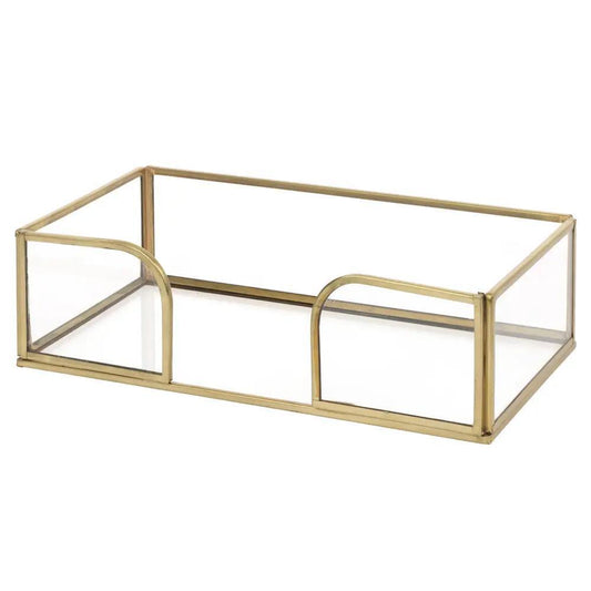 Gold Edge Glass Paper Guest Towel Napkin Caddy / Holder