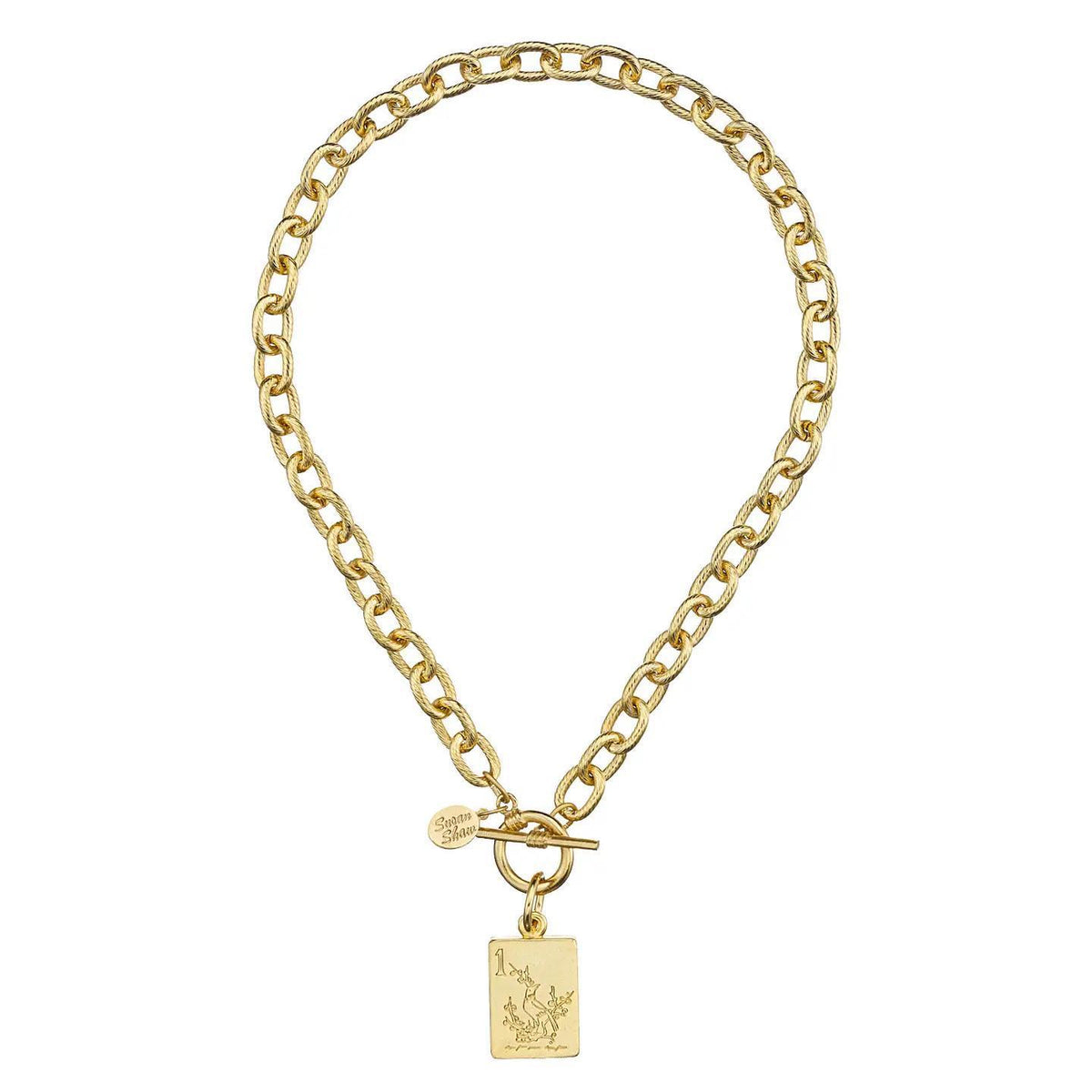 1 Bam Bird Mahjong Tile Toggle Necklace
