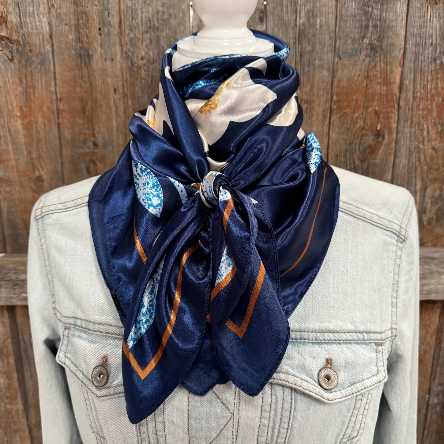 35X35" Cream and Blue Wild Rag