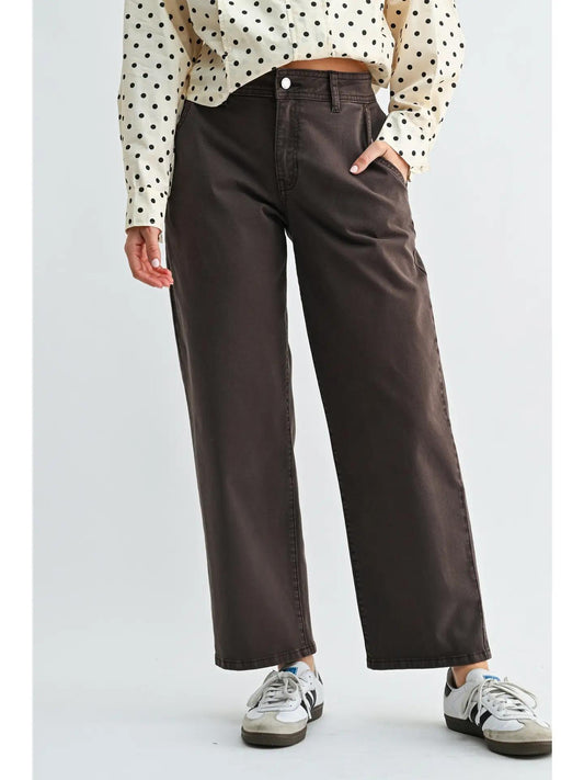 Ankle Twill Barrel Pant - Umber