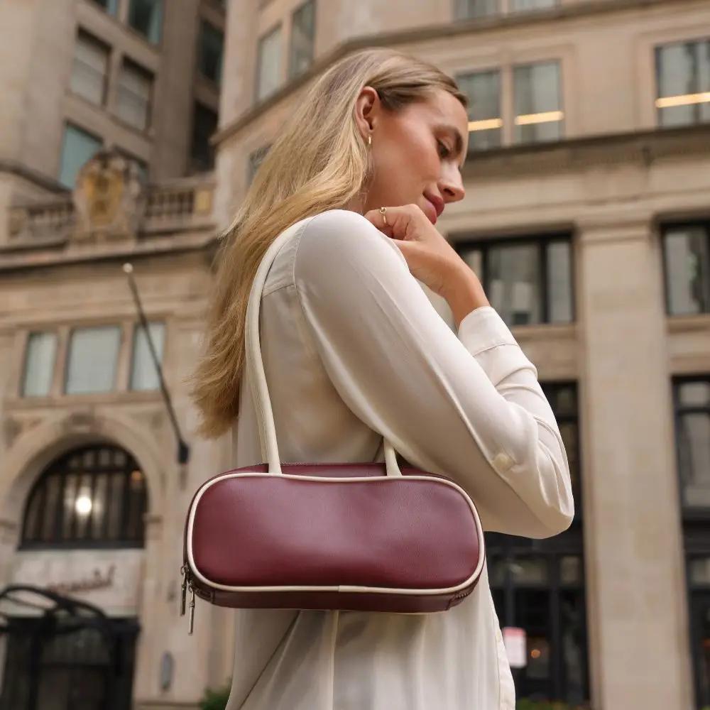 Micaela Chocolate Recycled Vegan Leather Shoulder Bag
