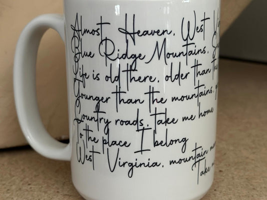 Country Roads Lyrics Mug