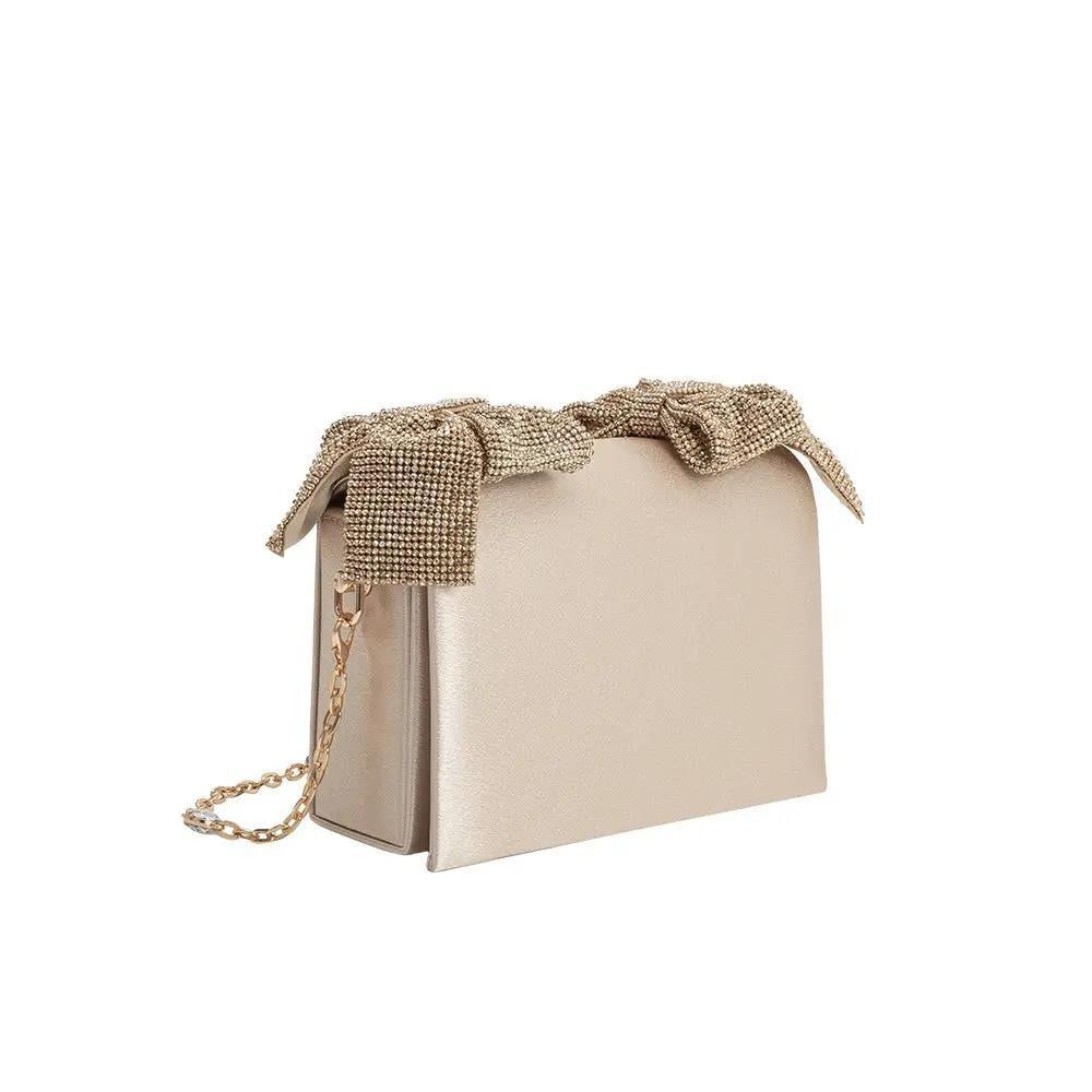 Yuri Champagne Satin Crossbody Bag