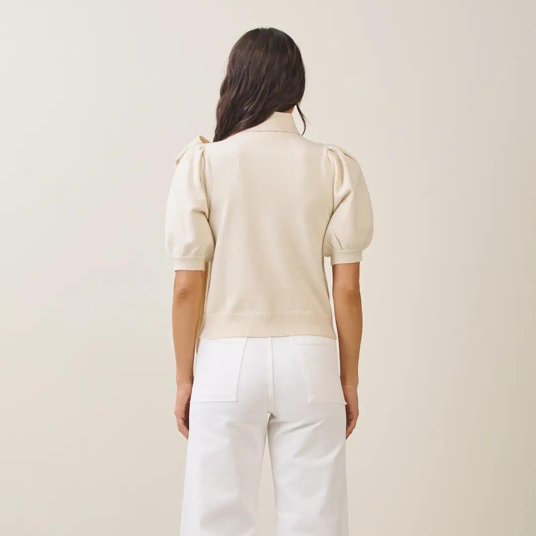Bow Sweater Top- Cream
