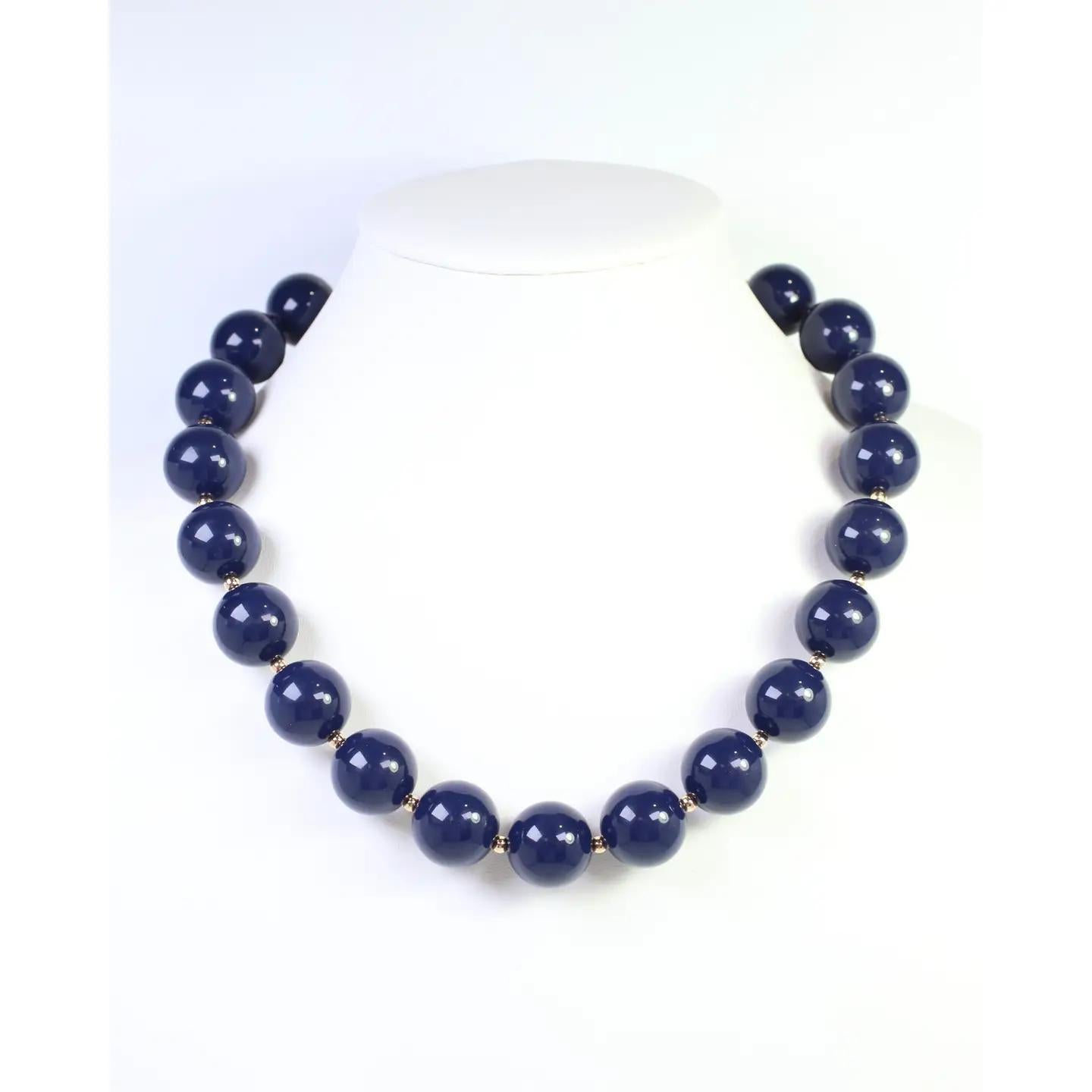 Megan Beaded Necklace Navy