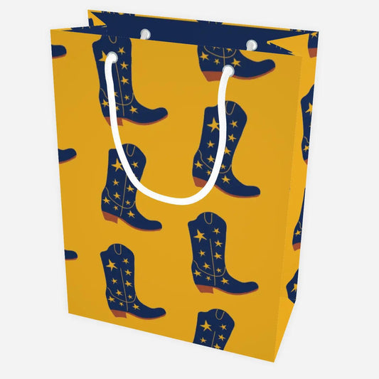 Blue & Gold Cowboy Boot Gift Bag