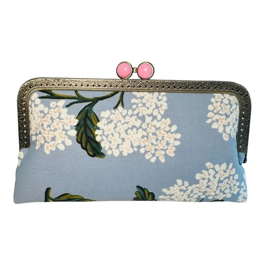 Red Midi Clutch- Hydrangea in Blue