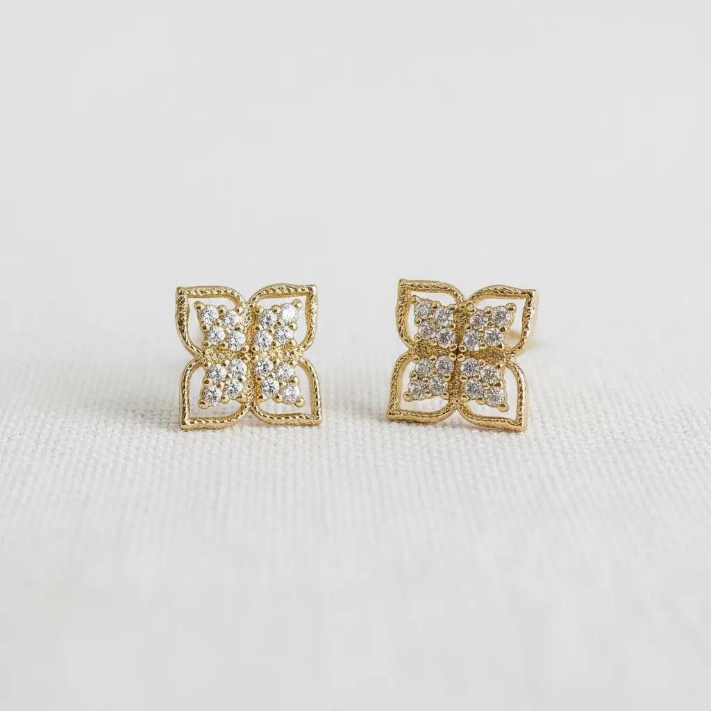 Micro-Inlaid Zircon Stud Earrings