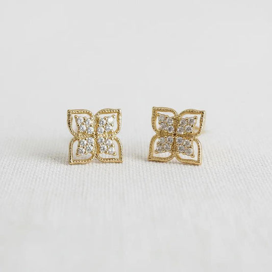 Micro-Inlaid Zircon Stud Earrings