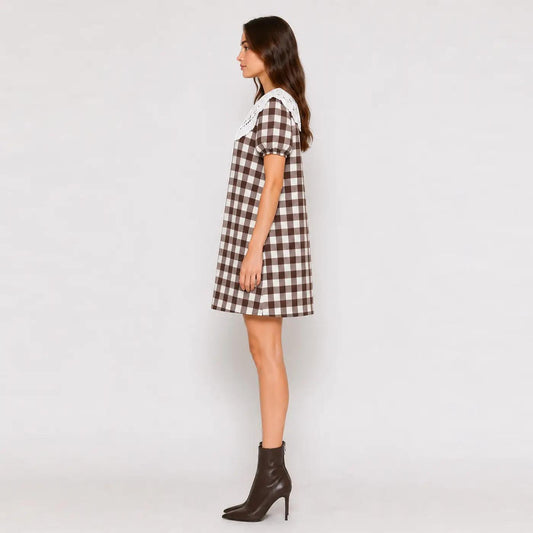 Olivia Cotton Gingham Check Mini Dress