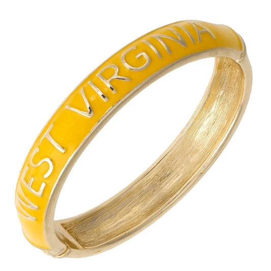 West Virginia Mountaineers Enamel Hinge Bangle in Gold