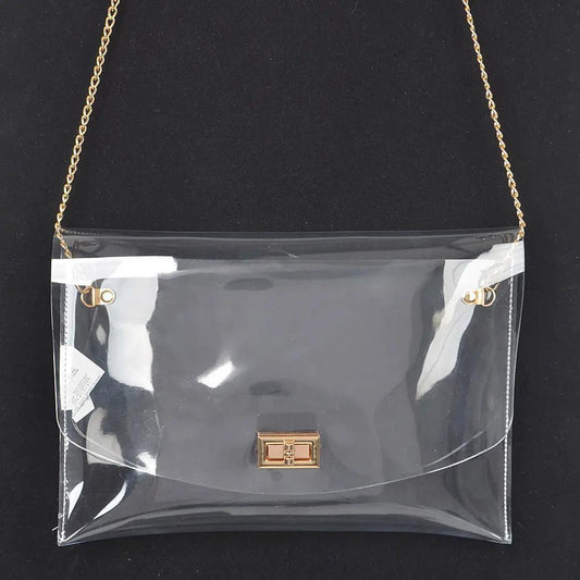 Transparent Envelope Clutch W/Chain