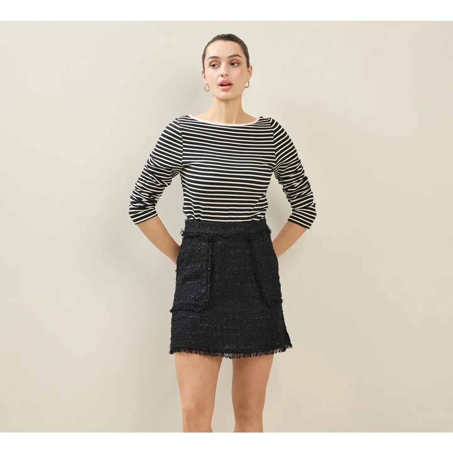 Striped Mini Back Bow Knit Top