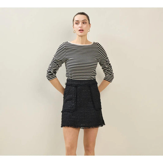 Striped Mini Back Bow Knit Top