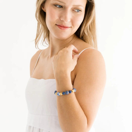 Blue & White Lapis Gold Bracelet