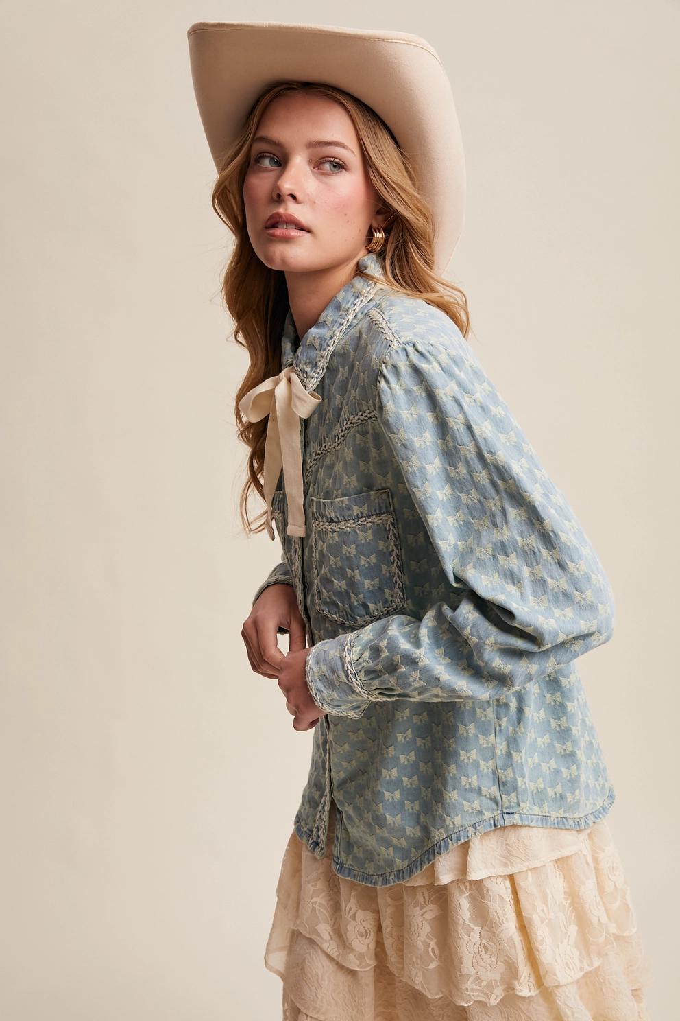 Western Bow Denim Shirt