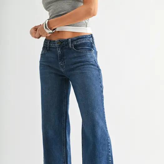 Mid Rise Slim Wide Leg (Dark Denim)