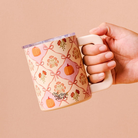 14oz Insulated Mug - Patchwork Pumpkins