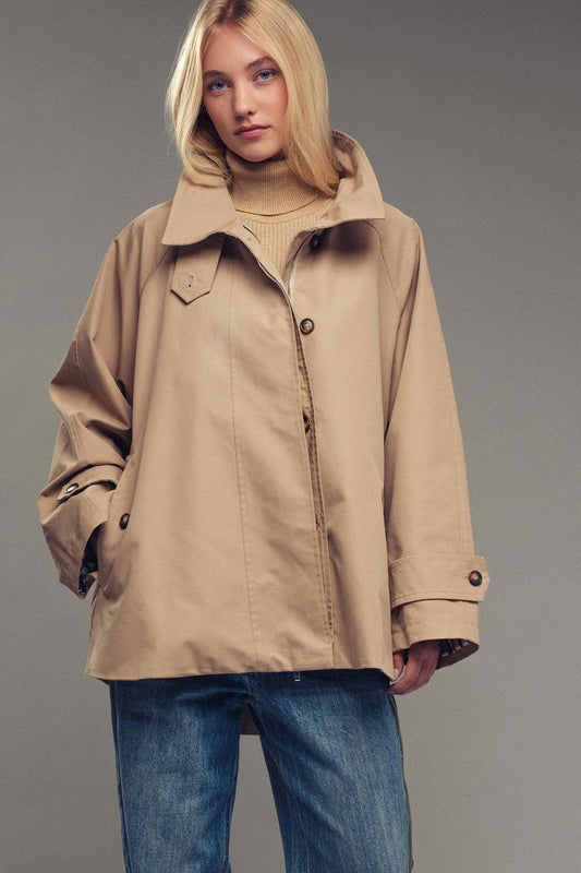 Modern A-Line Trench Jacket (Khaki)